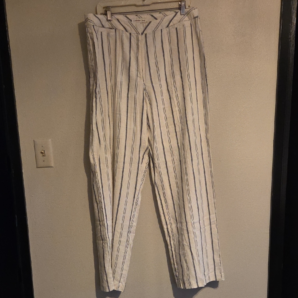 Coldwater Creek White and Blue Striped Chinos